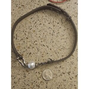 UNOde50 Choker Leather with Dark Brown and Silver Tones, Pre-owned